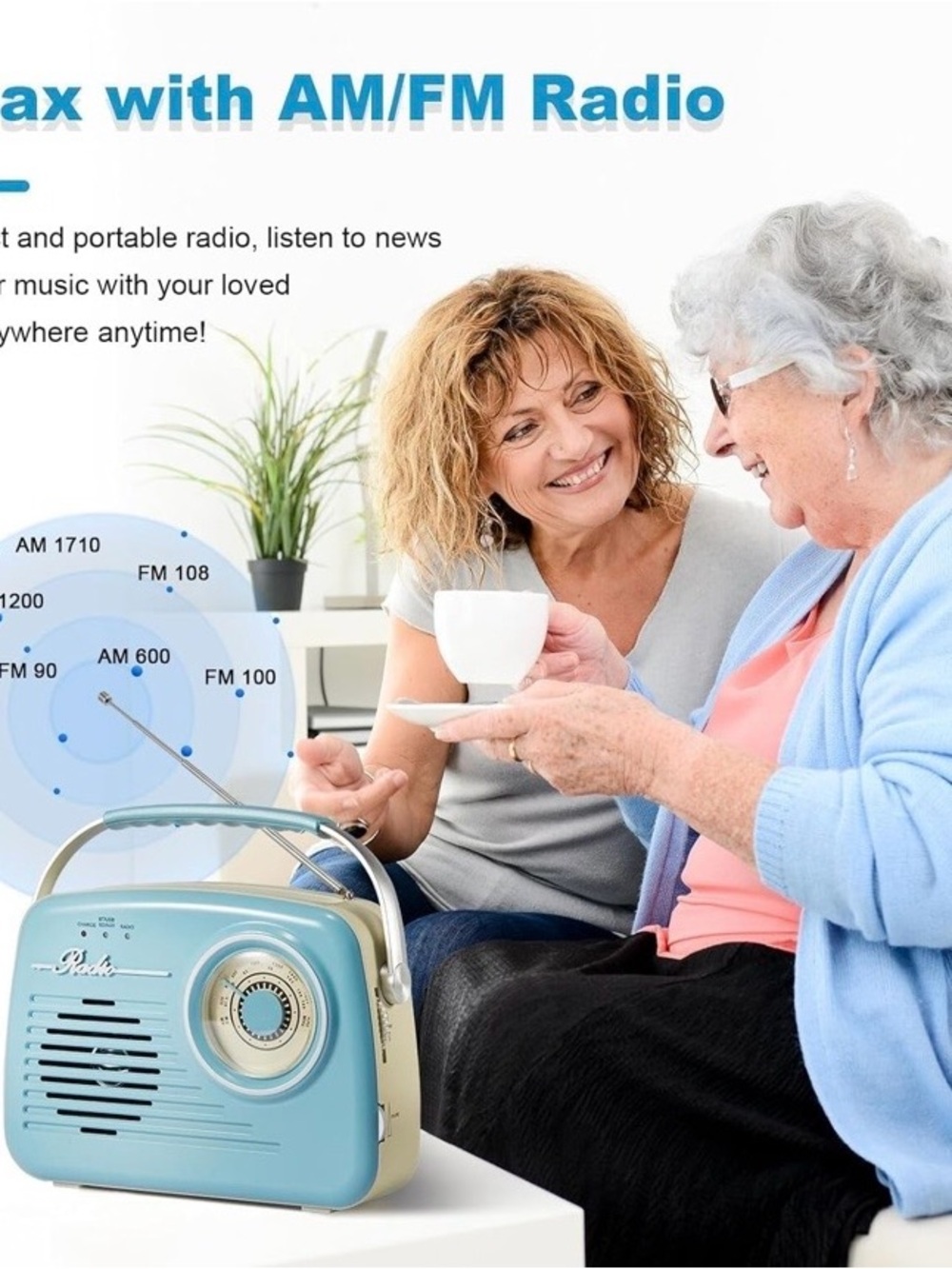 NEW Bluetooth Retro Radio, Portable AM FM Battery Powered & Plug-in Wall Vintage - Picture 2 of 9